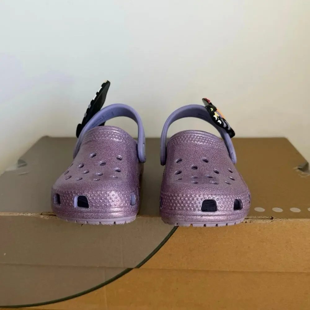 CROCS Classic Clog I AM BUTTERFLY ‘Purple Glitter’ Toddler Sandals - SZ 7